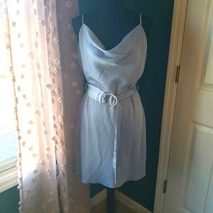 River Island US 10 grey blue dress.